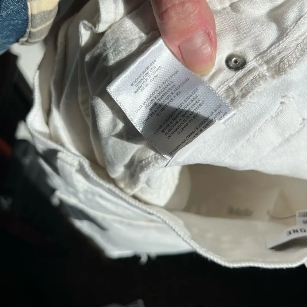 RE/DONE White Distressed Jean Short